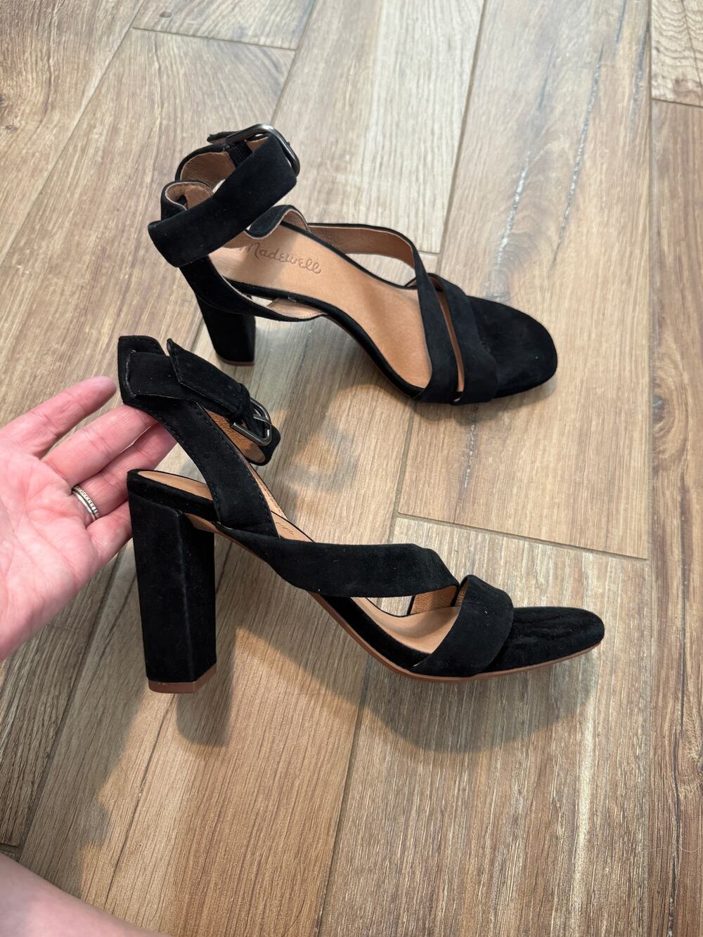 Madewell Suede Black Strappy Heels